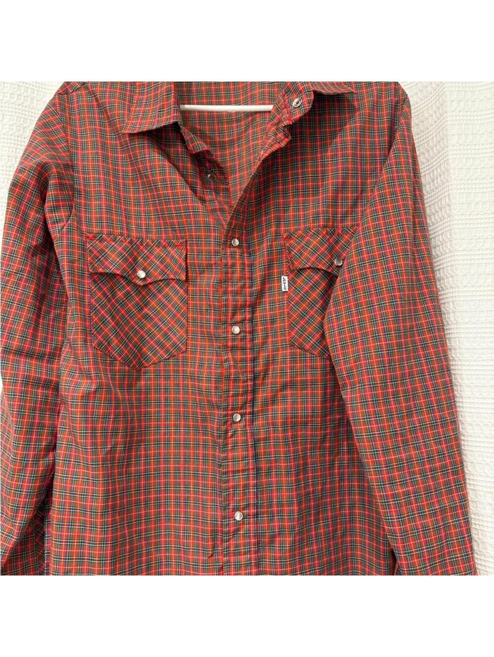 Levi's Red and Green Plaid Casual Shirt